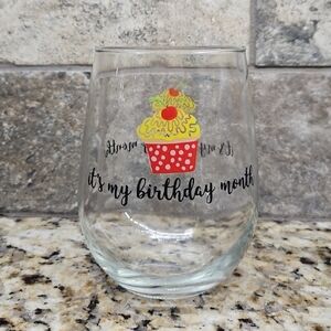 Birthday Themed Glass with Red and Yellow Design